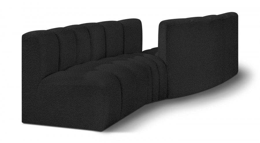 Arc Boucle Fabric 4pc. Sectional Black from Meridian - Luna Furniture