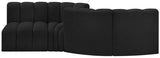 Arc Boucle Fabric 4pc. Sectional Black from Meridian - Luna Furniture