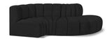 Arc Boucle Fabric 4pc. Sectional Black from Meridian - Luna Furniture