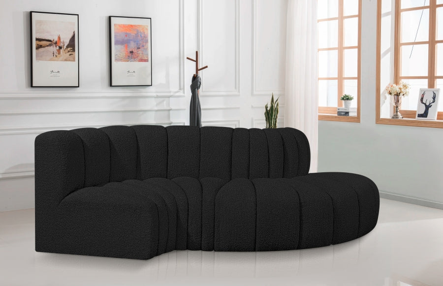 Arc Boucle Fabric 4pc. Sectional Black from Meridian - Luna Furniture