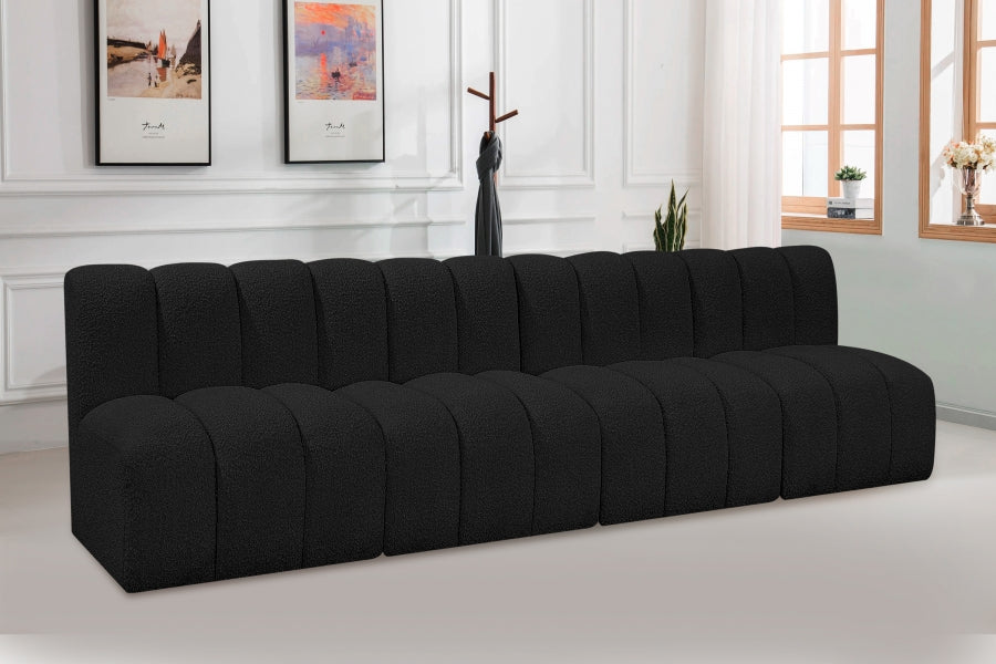 Arc Boucle Fabric 4pc. Sectional Black from Meridian - Luna Furniture