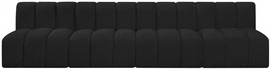 Arc Boucle Fabric 4pc. Sectional Black from Meridian - Luna Furniture