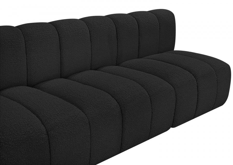 Arc Boucle Fabric 4pc. Sectional Black from Meridian - Luna Furniture