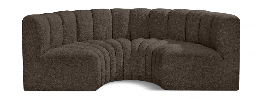 Arc Boucle Fabric 4pc. Sectional Brown from Meridian - Luna Furniture