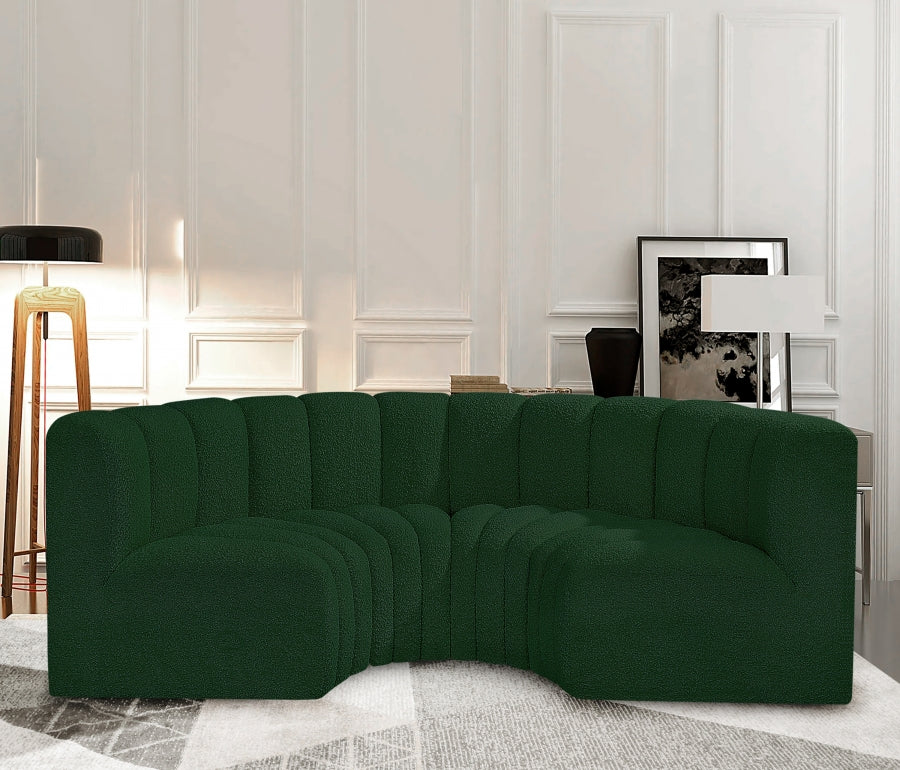 Arc Boucle Fabric 4pc. Sectional Green from Meridian - Luna Furniture