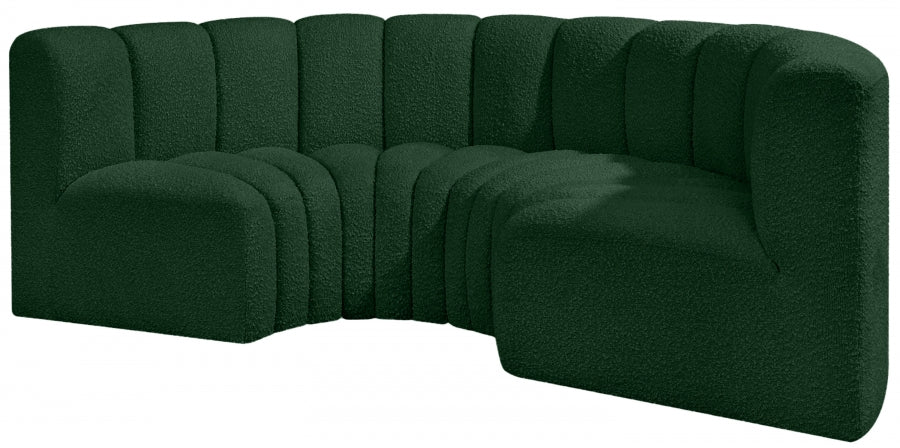 Arc Boucle Fabric 4pc. Sectional Green from Meridian - Luna Furniture