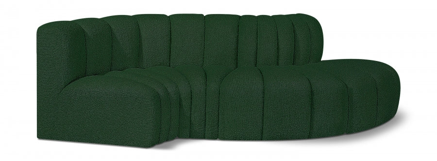 Arc Boucle Fabric 4pc. Sectional Green from Meridian - Luna Furniture