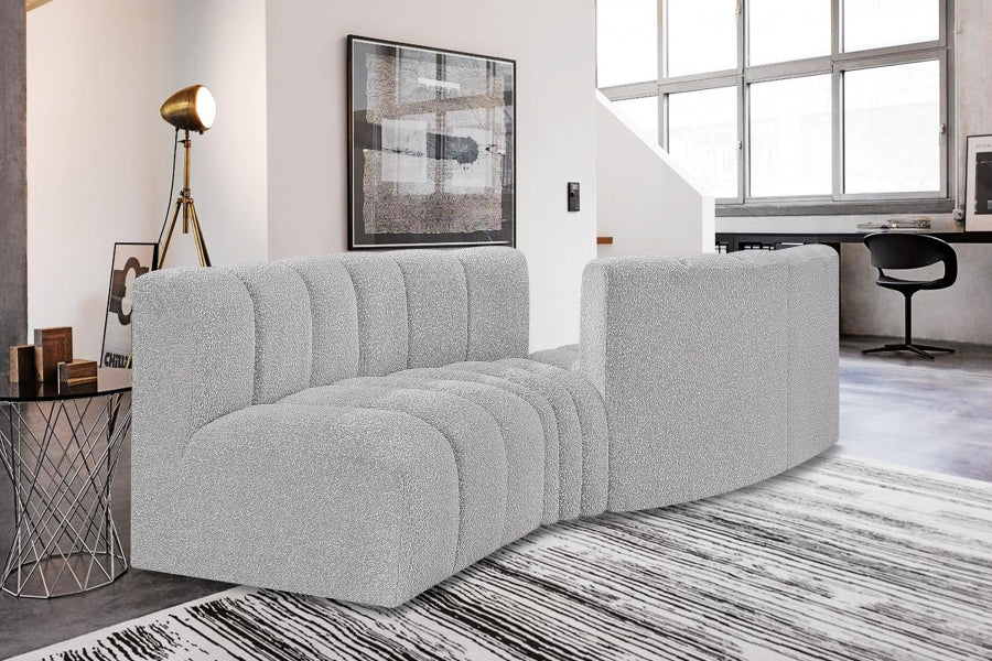 Arc Boucle Fabric 4pc. Sectional Grey from Meridian - Luna Furniture