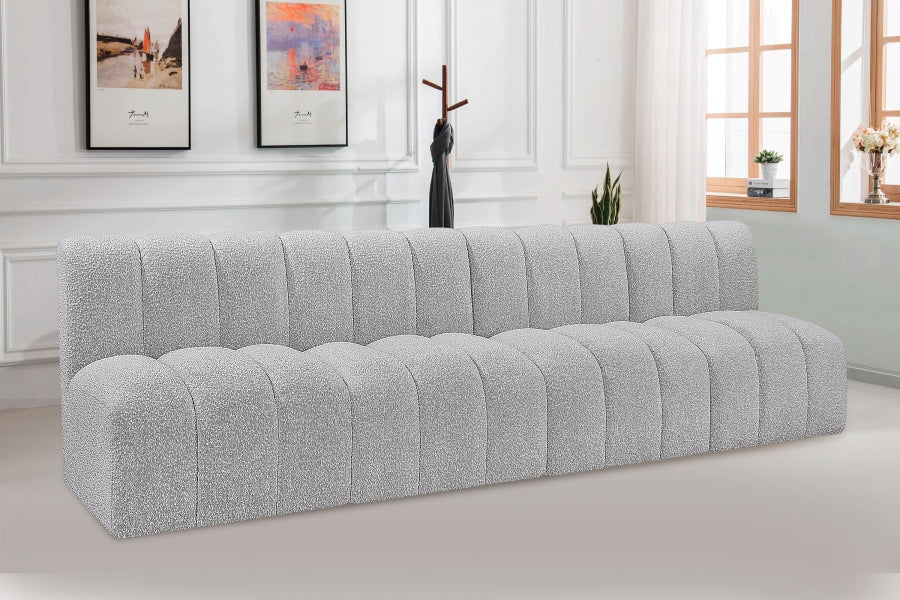 Arc Boucle Fabric 4pc. Sectional Grey from Meridian - Luna Furniture