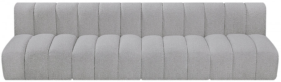 Arc Boucle Fabric 4pc. Sectional Grey from Meridian - Luna Furniture