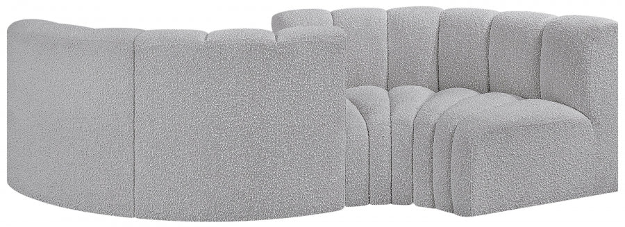 Arc Boucle Fabric 4pc. Sectional Grey from Meridian - Luna Furniture