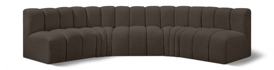 Arc Boucle Fabric 5pc. Sectional Brown from Meridian - Luna Furniture