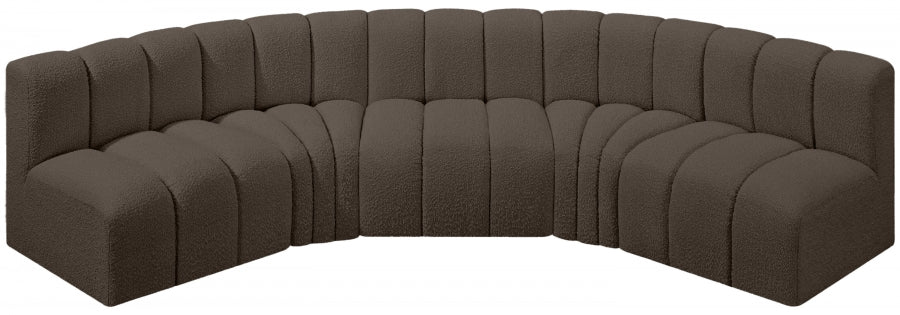 Arc Boucle Fabric 5pc. Sectional Brown from Meridian - Luna Furniture