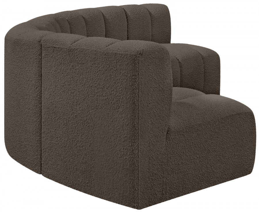 Arc Boucle Fabric 5pc. Sectional Brown from Meridian - Luna Furniture