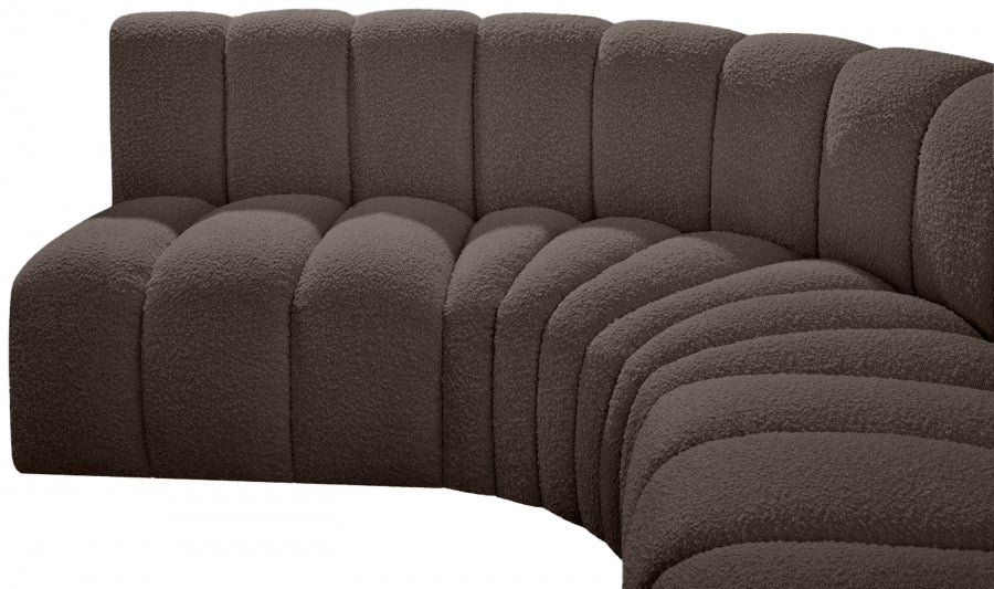 Arc Boucle Fabric 5pc. Sectional Brown from Meridian - Luna Furniture