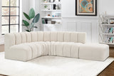 Arc Boucle Fabric 5pc. Sectional Cream from Meridian - Luna Furniture