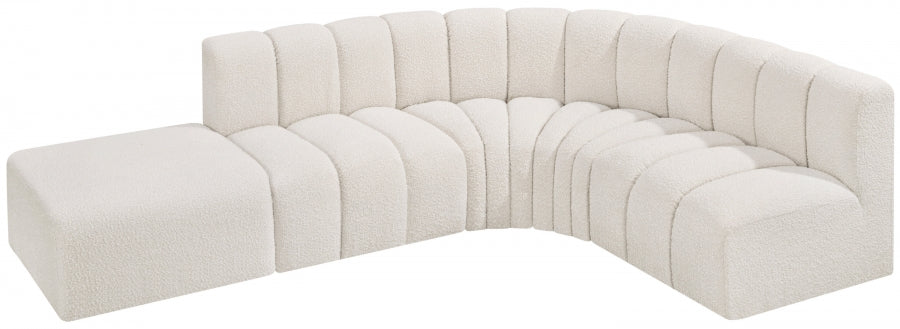 Arc Boucle Fabric 5pc. Sectional Cream from Meridian - Luna Furniture