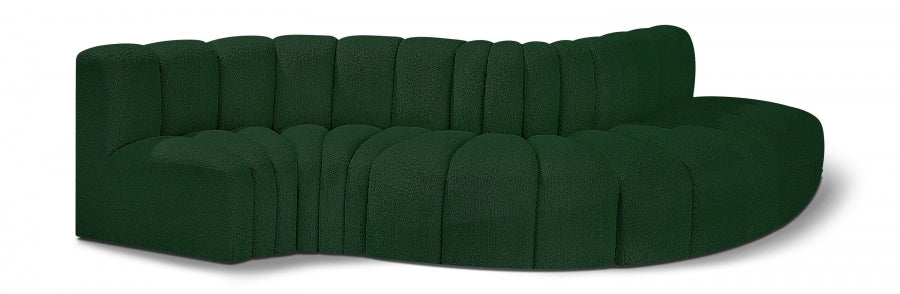 Arc Boucle Fabric 5pc. Sectional Green from Meridian - Luna Furniture