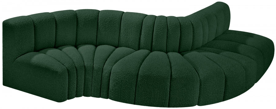 Arc Boucle Fabric 5pc. Sectional Green from Meridian - Luna Furniture