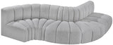 Arc Boucle Fabric 5pc. Sectional Grey from Meridian - Luna Furniture