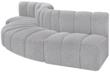 Arc Boucle Fabric 5pc. Sectional Grey from Meridian - Luna Furniture