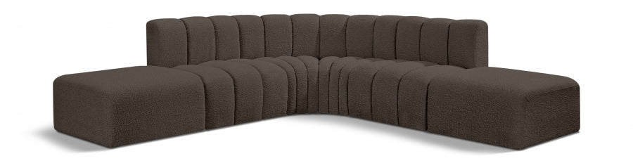 Arc Boucle Fabric 6pc. Sectional Brown from Meridian - Luna Furniture