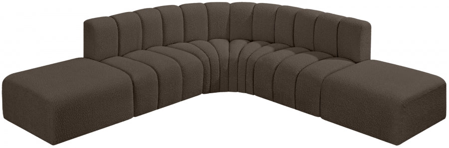 Arc Boucle Fabric 6pc. Sectional Brown from Meridian - Luna Furniture