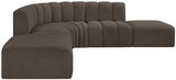 Arc Boucle Fabric 6pc. Sectional Brown from Meridian - Luna Furniture