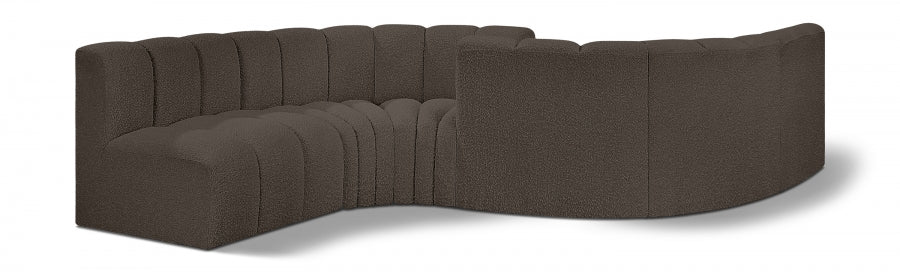 Arc Boucle Fabric 6pc. Sectional Brown from Meridian - Luna Furniture