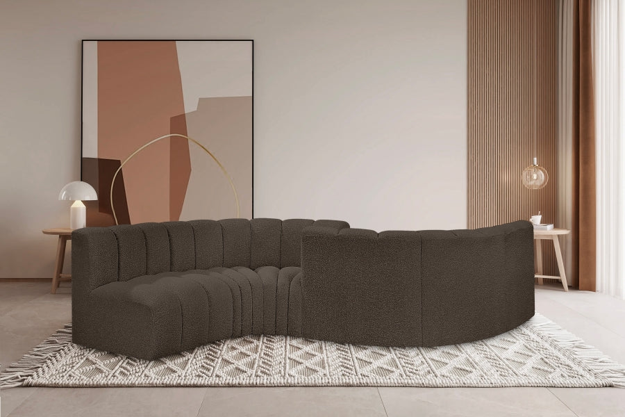 Arc Boucle Fabric 6pc. Sectional Brown from Meridian - Luna Furniture