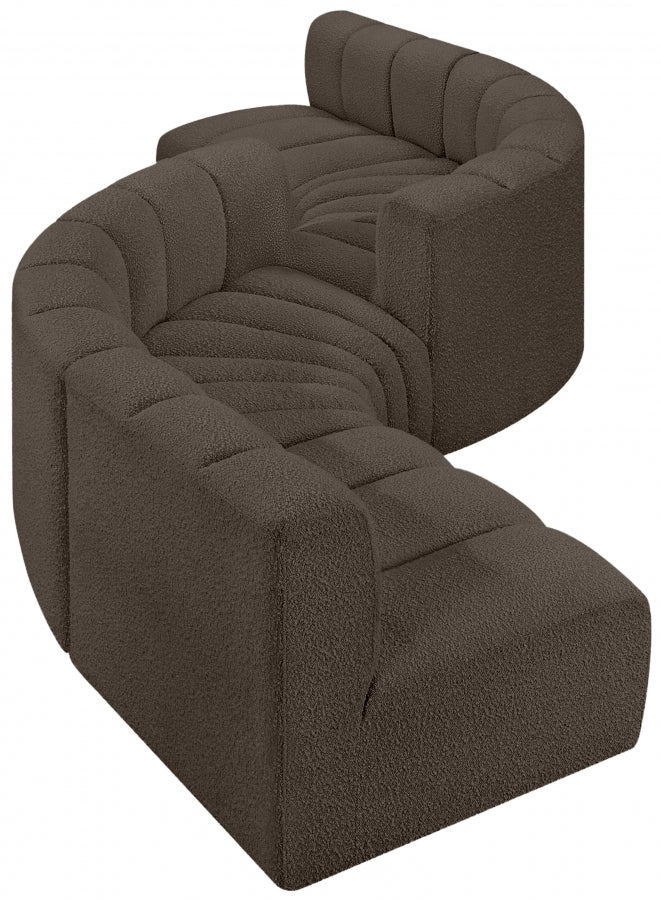 Arc Boucle Fabric 6pc. Sectional Brown from Meridian - Luna Furniture