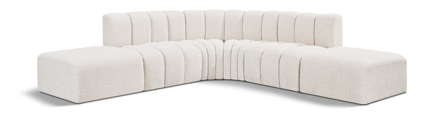 Arc Boucle Fabric 6pc. Sectional Cream from Meridian - Luna Furniture