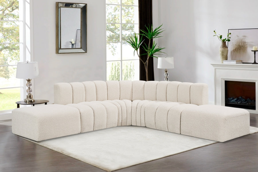 Arc Boucle Fabric 6pc. Sectional Cream from Meridian - Luna Furniture