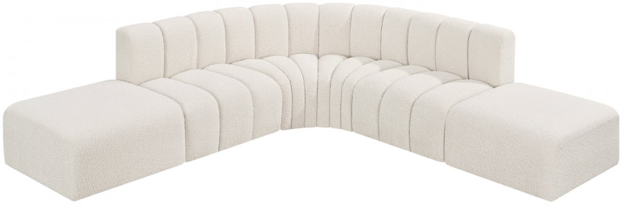 Arc Boucle Fabric 6pc. Sectional Cream from Meridian - Luna Furniture