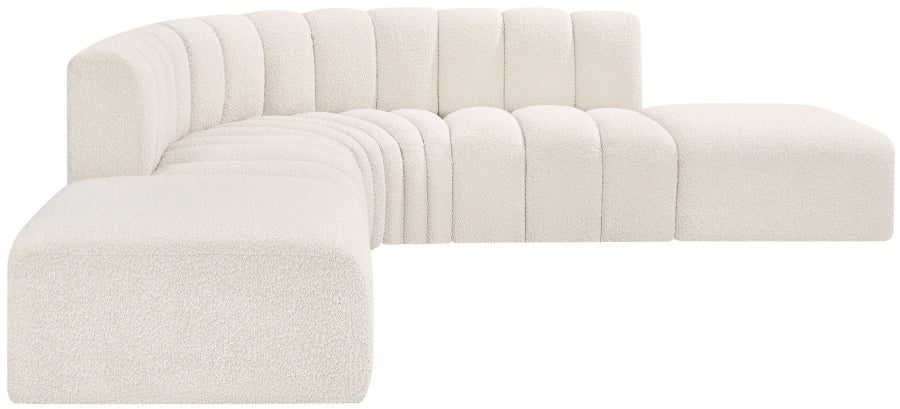 Arc Boucle Fabric 6pc. Sectional Cream from Meridian - Luna Furniture