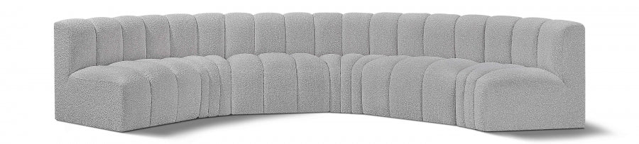 Arc Boucle Fabric 6pc. Sectional Grey from Meridian - Luna Furniture