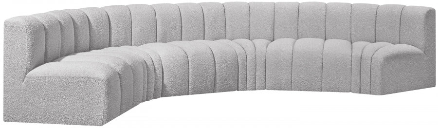 Arc Boucle Fabric 6pc. Sectional Grey from Meridian - Luna Furniture