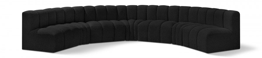 Arc Boucle Fabric 7pc. Sectional Black from Meridian - Luna Furniture