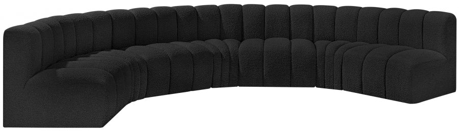 Arc Boucle Fabric 7pc. Sectional Black from Meridian - Luna Furniture