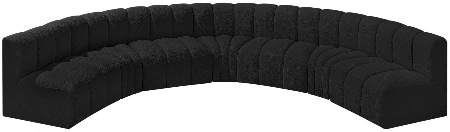 Arc Boucle Fabric 7pc. Sectional Black from Meridian - Luna Furniture