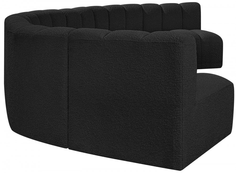 Arc Boucle Fabric 7pc. Sectional Black from Meridian - Luna Furniture