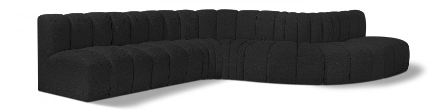 Arc Boucle Fabric 7pc. Sectional Black from Meridian - Luna Furniture