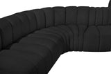 Arc Boucle Fabric 7pc. Sectional Black from Meridian - Luna Furniture