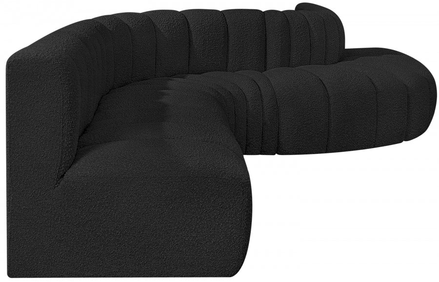 Arc Boucle Fabric 7pc. Sectional Black from Meridian - Luna Furniture