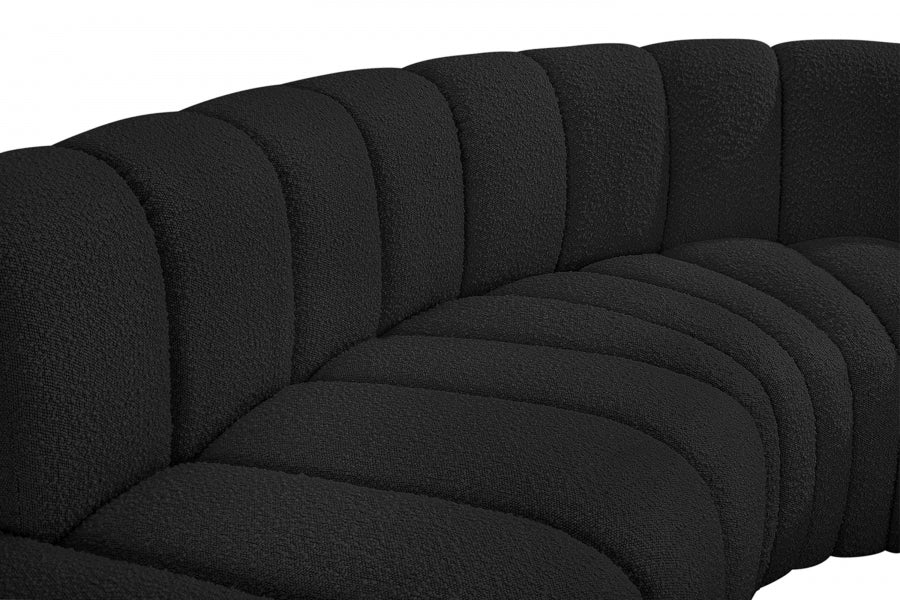 Arc Boucle Fabric 7pc. Sectional Black from Meridian - Luna Furniture