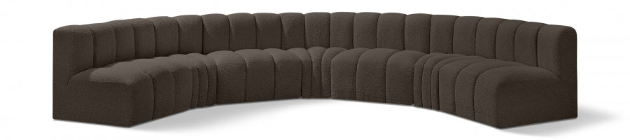 Arc Boucle Fabric 7pc. Sectional Brown from Meridian - Luna Furniture