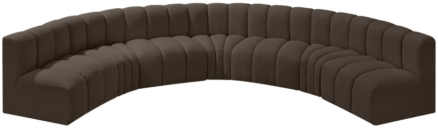 Arc Boucle Fabric 7pc. Sectional Brown from Meridian - Luna Furniture