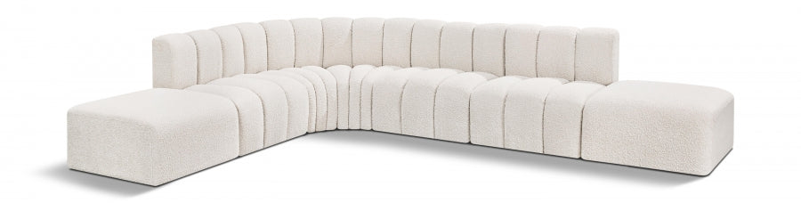 Arc Boucle Fabric 7pc. Sectional Cream from Meridian - Luna Furniture