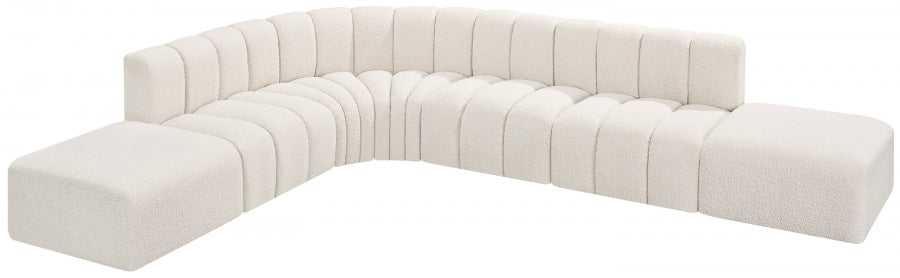 Arc Boucle Fabric 7pc. Sectional Cream from Meridian - Luna Furniture