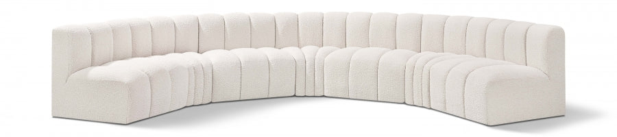 Arc Boucle Fabric 7pc. Sectional Cream from Meridian - Luna Furniture